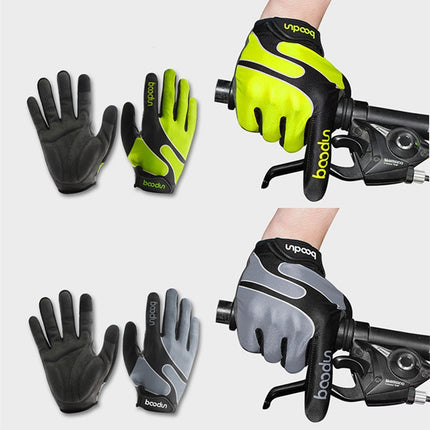 Boodun Bicycle Gloves Long Finger Cycling Glove Sports Outdoor Elastic Touch Screen Gloves, Size: XL(Silver)-garmade.com