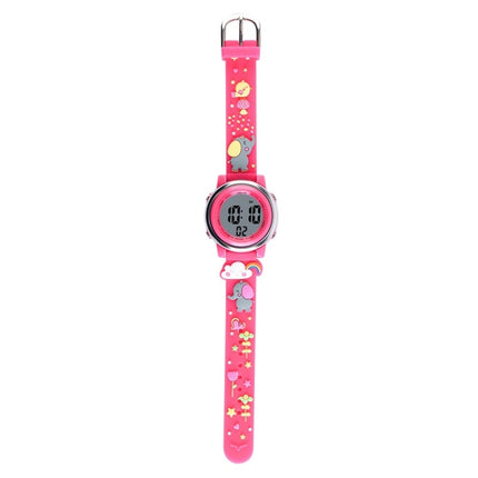 JNEW A380-86664 Children Cartoon 3D Happy Small Elephant Alarm Waterproof Sports LED Digital Watch(Light Purple)-garmade.com