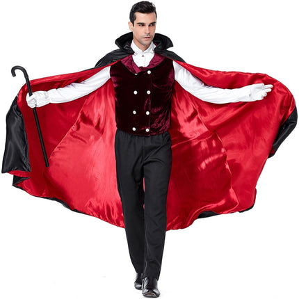 PS6831 Halloween Vampire Costume Castle Men Drag Costume, Size: XL(Red Black)-garmade.com