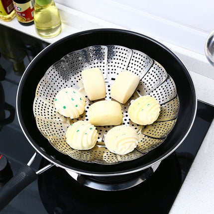 Thickened And Retractable Stainless Steel Round Steamer, Specification: Upgrade Small (9 Inch)-garmade.com