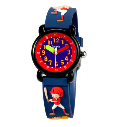 JNEW A335-86131 Children Cartoon 3D Baseball Boy Silicone Strap Waterproof Quartz Watch(Blue)-garmade.com