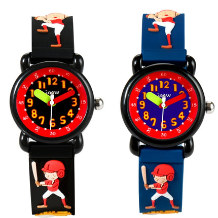 JNEW A335-86131 Children Cartoon 3D Baseball Boy Silicone Strap Waterproof Quartz Watch(Blue)-garmade.com