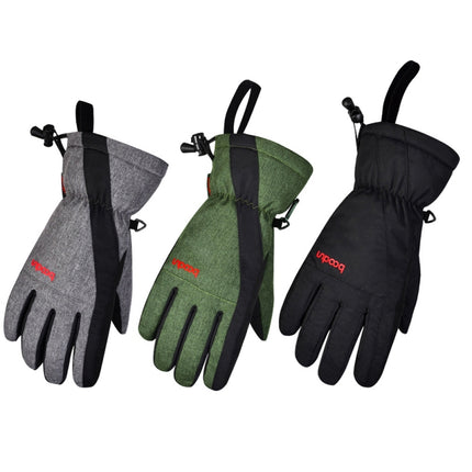 Boodun Five-Finger Ski Gloves Windproof Waterproof Finger Touch Screen Keep Warm Gloves, Size: S(Army Green)-garmade.com