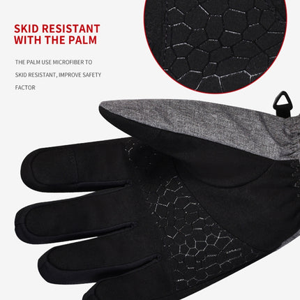 Boodun Five-Finger Ski Gloves Windproof Waterproof Finger Touch Screen Keep Warm Gloves, Size: S(Black Gray)-garmade.com