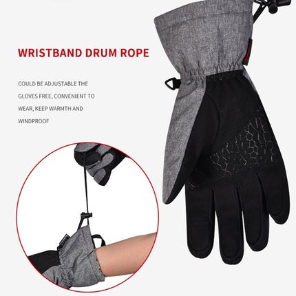 Boodun Five-Finger Ski Gloves Windproof Waterproof Finger Touch Screen Keep Warm Gloves, Size: S(Black Gray)-garmade.com