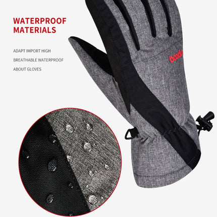 Boodun Five-Finger Ski Gloves Windproof Waterproof Finger Touch Screen Keep Warm Gloves, Size: M(Black Gray)-garmade.com