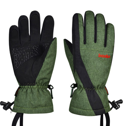 Boodun Five-Finger Ski Gloves Windproof Waterproof Finger Touch Screen Keep Warm Gloves, Size: L(Army Green)-garmade.com