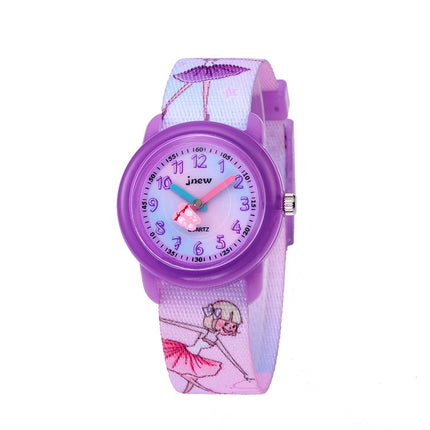 JNEW A369-86365 Children Cartoon Waterproof Time Cognitive Quartz Watch(Dancing Girl)-garmade.com