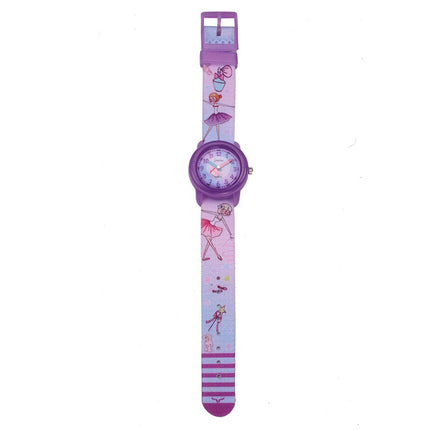 JNEW A369-86365 Children Cartoon Waterproof Time Cognitive Quartz Watch(Dancing Girl)-garmade.com