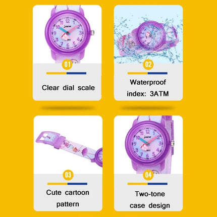 JNEW A369-86365 Children Cartoon Waterproof Time Cognitive Quartz Watch(Dancing Girl)-garmade.com