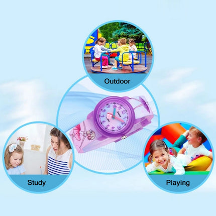JNEW A369-86365 Children Cartoon Waterproof Time Cognitive Quartz Watch(Dancing Girl)-garmade.com