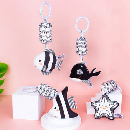 TOLOLO T168231-4 Newborn Bed Bell Early Education Toy Visually Inspires Black And White Wind Chimes Baby Bed Hanging(4D Starfish)-garmade.com