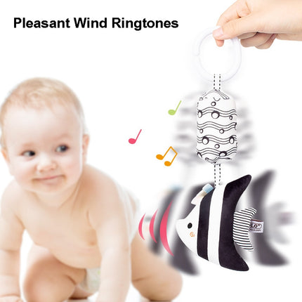 TOLOLO T168231-4 Newborn Bed Bell Early Education Toy Visually Inspires Black And White Wind Chimes Baby Bed Hanging(4C Tropical fish)-garmade.com