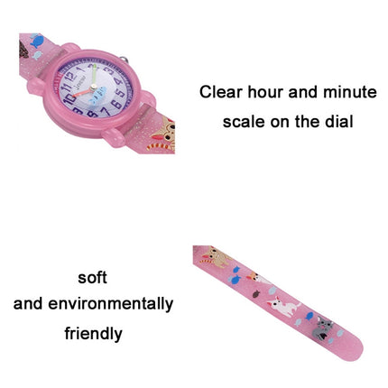 JNEW A335-86264 Children Cartoon 3D Kitten Catching Fish Silicone Waterproof Quartz Watch(Purple)-garmade.com