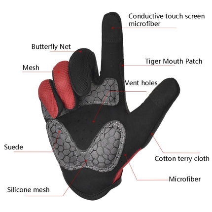 Boodun Riding Gloves Splicing Long Finger Bike Gloves Outdoor Sports Gloves, Size: L(Black)-garmade.com