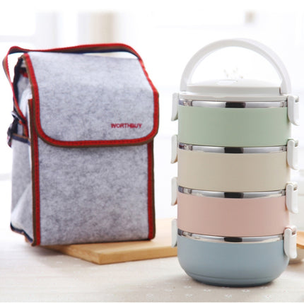 Gradient Color Lunch Box Food Bento Box Stainless Steel Container(4 Layer)-garmade.com