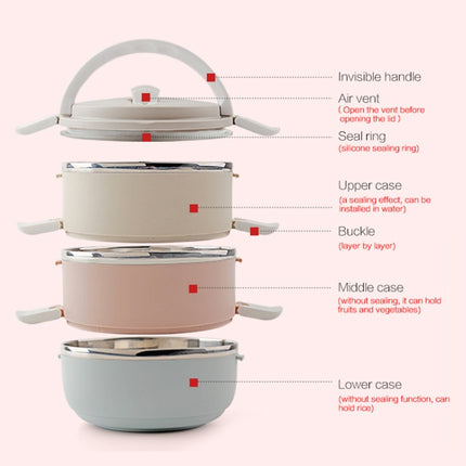 Gradient Color Lunch Box Food Bento Box Stainless Steel Container(3 Layer)-garmade.com