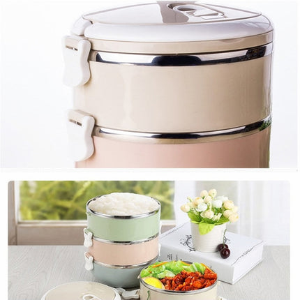 Gradient Color Lunch Box Food Bento Box Stainless Steel Container(3 Layer)-garmade.com