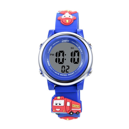 JNEW A380-81447 Children Cartoon Firefighter Waterproof Multifunction Sports LED Electronic Watch(Blue)-garmade.com