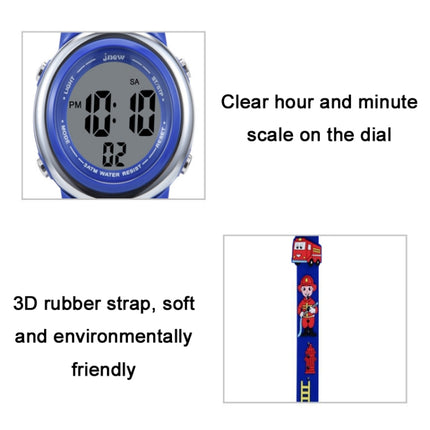 JNEW A380-81447 Children Cartoon Firefighter Waterproof Multifunction Sports LED Electronic Watch(Blue)-garmade.com