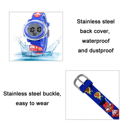 JNEW A380-81447 Children Cartoon Firefighter Waterproof Multifunction Sports LED Electronic Watch(Blue)-garmade.com