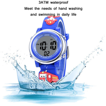 JNEW A380-81447 Children Cartoon Firefighter Waterproof Multifunction Sports LED Electronic Watch(Blue)-garmade.com