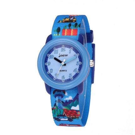 JNEW A369-86370 Children Cartoon Waterproof Time Cognitive Ribbon Quartz Watch(Amusement Park)-garmade.com
