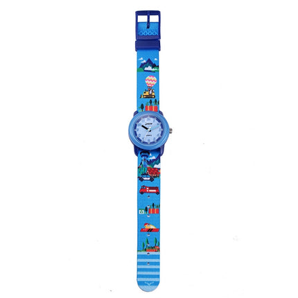 JNEW A369-86370 Children Cartoon Waterproof Time Cognitive Ribbon Quartz Watch(Amusement Park)-garmade.com