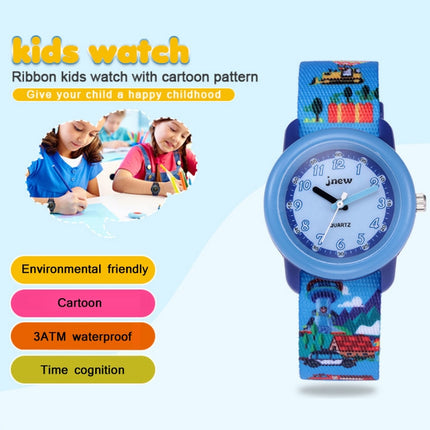JNEW A369-86370 Children Cartoon Waterproof Time Cognitive Ribbon Quartz Watch(Amusement Park)-garmade.com