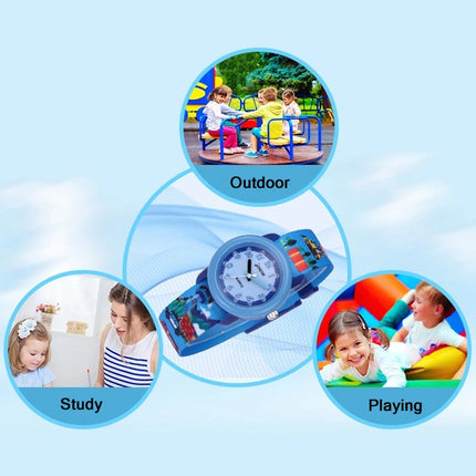 JNEW A369-86370 Children Cartoon Waterproof Time Cognitive Ribbon Quartz Watch(Amusement Park)-garmade.com