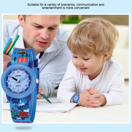 JNEW A369-86370 Children Cartoon Waterproof Time Cognitive Ribbon Quartz Watch(Amusement Park)-garmade.com