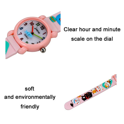 JNEW A335-86192 Children 3D Silicone Cute Cartoon Scheming Cat Waterproof Quartz Watch( Purple)-garmade.com