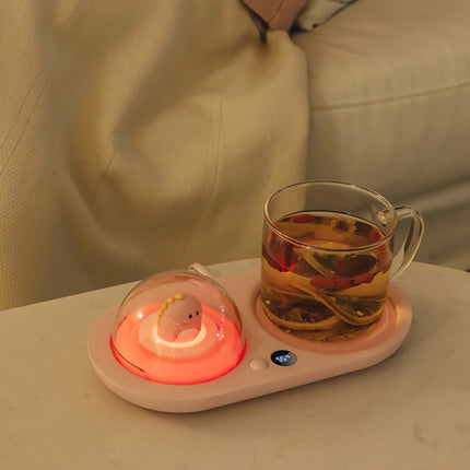 Night Light Aromatherapy Warming Coaster Milk Heating Constant Temperature Coaster, EU Plug(Pink)-garmade.com