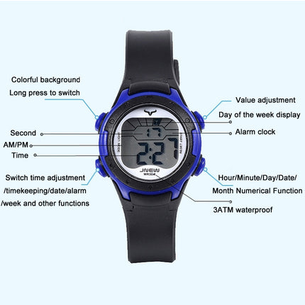 JNEW 9688-29 Children Multi-Function Colorful Backlight Waterproof Sports Electronic Watch(Fluorescent Green)-garmade.com