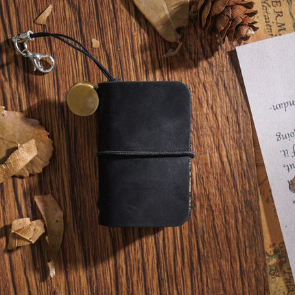 2 PCS Ultra-Small Mini TN Hand Account Book Handmade Note Book Leather Notebook Portable Travel Diary(Crazy Horse Skin Black)-garmade.com