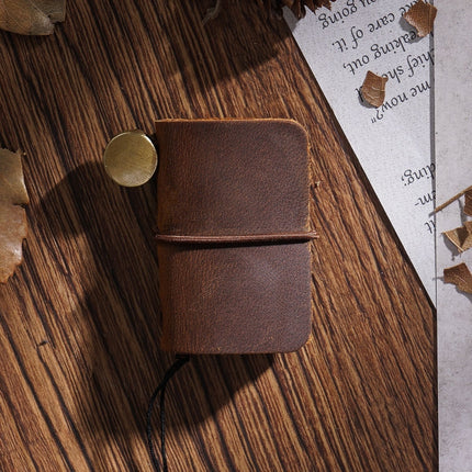 2 PCS Ultra-Small Mini TN Hand Account Book Handmade Note Book Leather Notebook Portable Travel Diary(Crazy Horse Skin Brown)-garmade.com