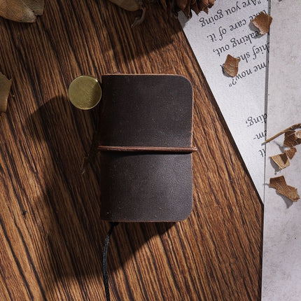 2 PCS Ultra-Small Mini TN Hand Account Book Handmade Note Book Leather Notebook Portable Travel Diary(Crazy Horse Skin Coffee)-garmade.com