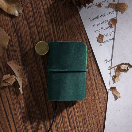 2 PCS Ultra-Small Mini TN Hand Account Book Handmade Note Book Leather Notebook Portable Travel Diary(Crazy Horse Skin Ink Green)-garmade.com