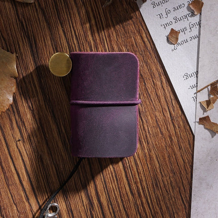 2 PCS Ultra-Small Mini TN Hand Account Book Handmade Note Book Leather Notebook Portable Travel Diary(Crazy Horse Skin Purple)-garmade.com