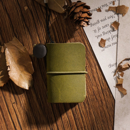 2 PCS Ultra-Small Mini TN Hand Account Book Handmade Note Book Leather Notebook Portable Travel Diary(Oil Wax Leather Green)-garmade.com