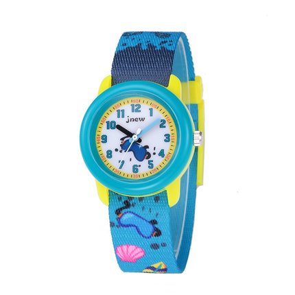 JNEW A369-86336 Children Cartoon Waterproof Time Cognitive Ribbon Watch(Summer Beach)-garmade.com