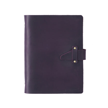 A5 Cowhide Retro Loose-Leaf Notebook Diary Office Business Simple Notepad Crazy Horse Leather Handbook(Purple)-garmade.com