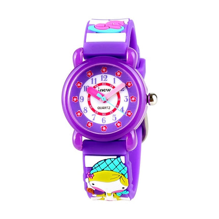 JNEW A335-86224 Children Cartoon 3D Cooking Firl Waterproof Quartz Silicone Watch( Purple)-garmade.com