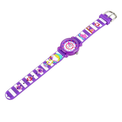 JNEW A335-86224 Children Cartoon 3D Cooking Firl Waterproof Quartz Silicone Watch( Purple)-garmade.com