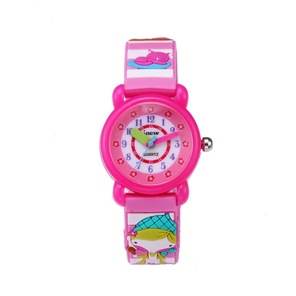 JNEW A335-86224 Children Cartoon 3D Cooking Firl Waterproof Quartz Silicone Watch(Rose Red)-garmade.com