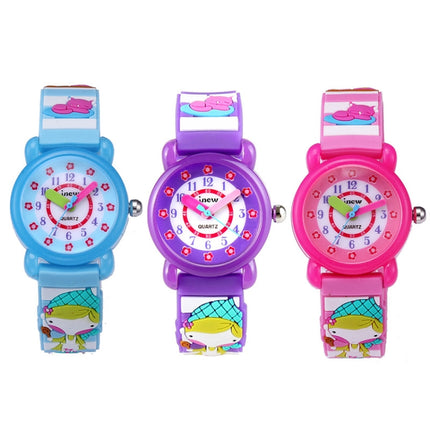 JNEW A335-86224 Children Cartoon 3D Cooking Firl Waterproof Quartz Silicone Watch(Blue)-garmade.com