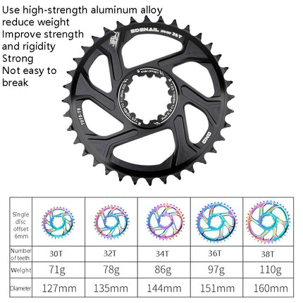 BDSNAIL Mountain Bike Single Disk GXP Direct-Shaped Integrated Disk Positive And Negative Tooth Disc, Colour: 30T (Black)-garmade.com