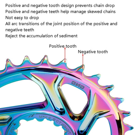 BDSNAIL Mountain Bike Single Disk GXP Direct-Shaped Integrated Disk Positive And Negative Tooth Disc, Colour: 34T (Dazzling Color)-garmade.com