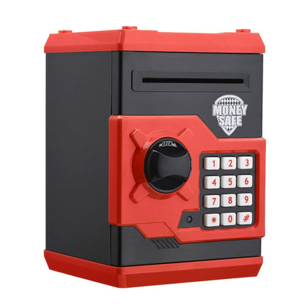 Password Safe Deposit Box Children Automatic Savings ATM Machine Toy, Colour: Black Red-garmade.com