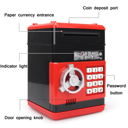 Password Safe Deposit Box Children Automatic Savings ATM Machine Toy, Colour: Black Red-garmade.com